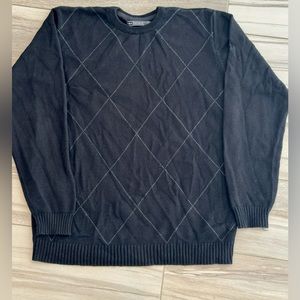Mens Black Retrofit Crewneck Sweater